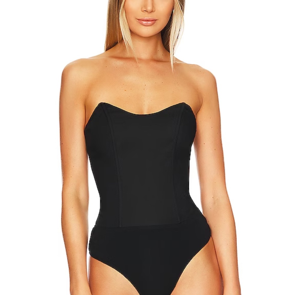Black Strapless Superdown Bodysuit (Revolve)